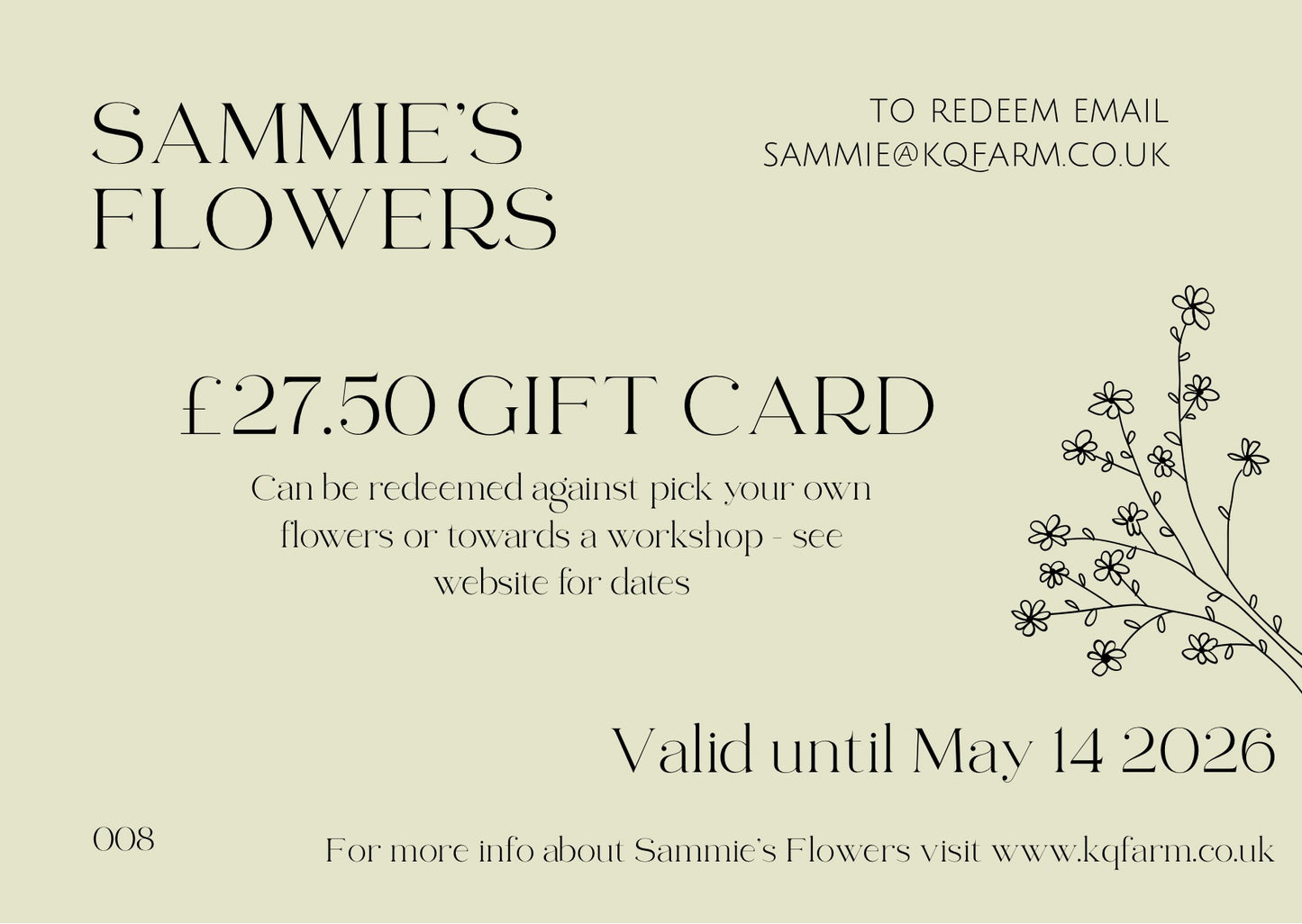 Gift voucher for workshops / PYO