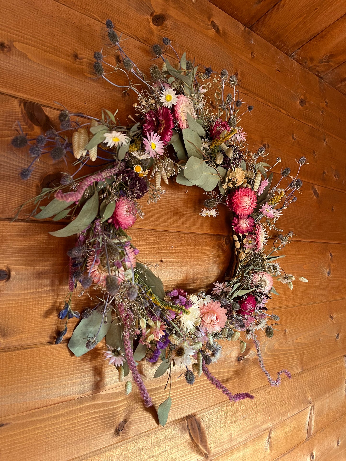 Naturally dried British flower wreath